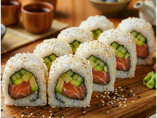 Каліфорнія з копченим  лососем у кунжуті (200 г.)  